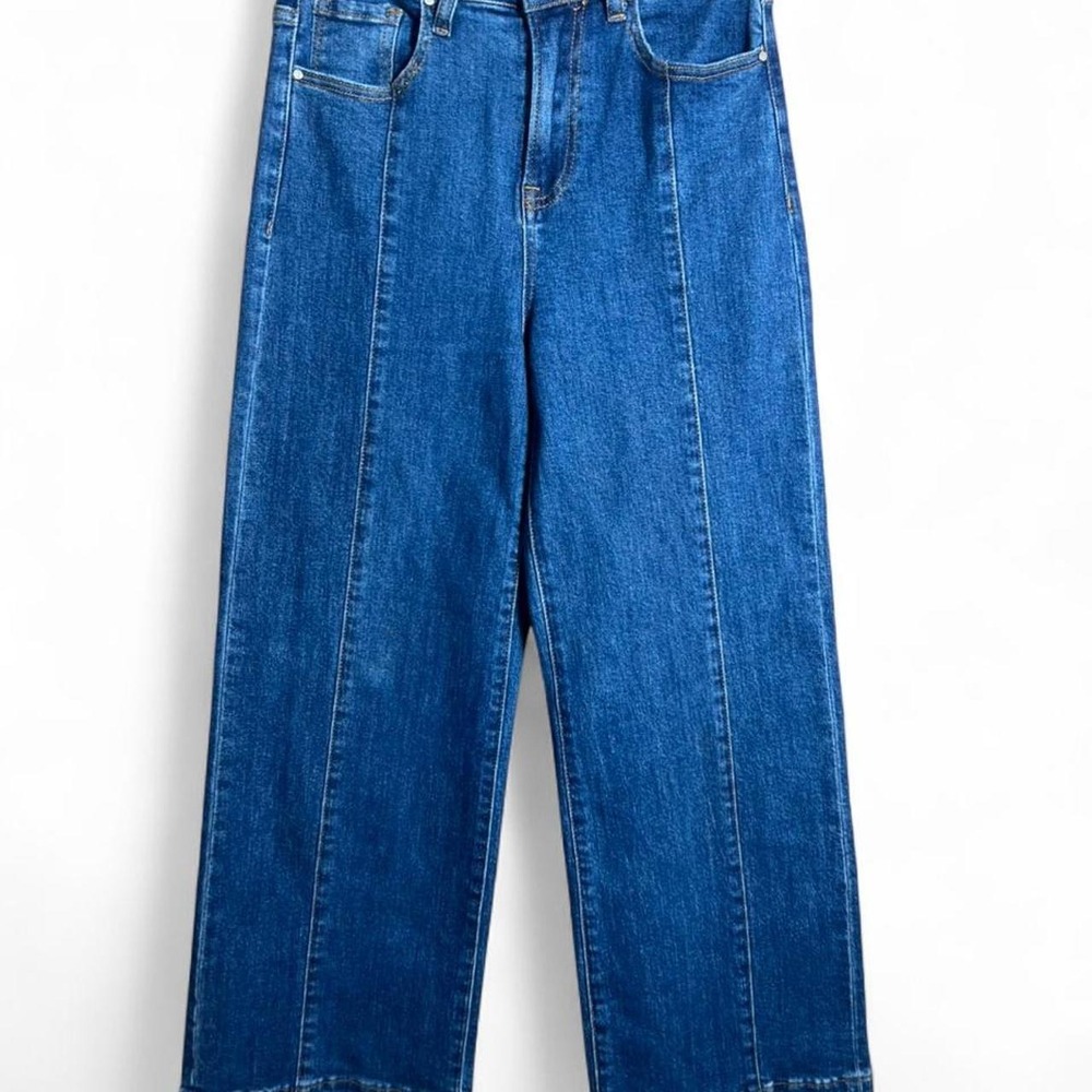 Women's Risen Medium Washed Denim Jeans High Rise Wide Leg Relaxed Size 3/36